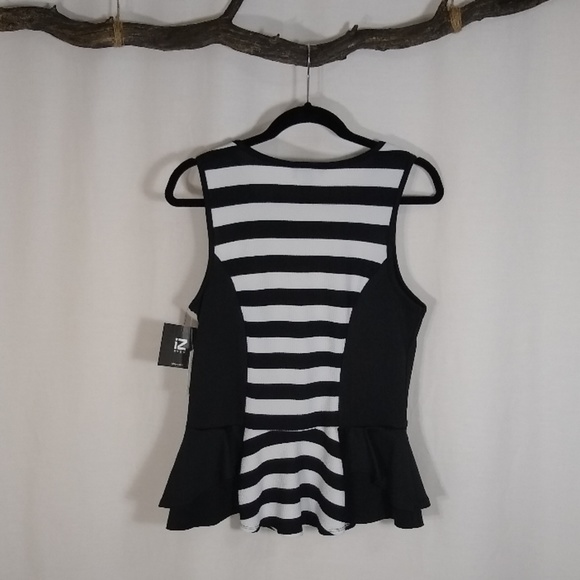 IZ BYER black and white striped sleeveless peplum top - Picture 2 of 7